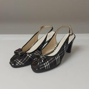 Burberry Peep-Toe Slingback Pumps Size 8.5